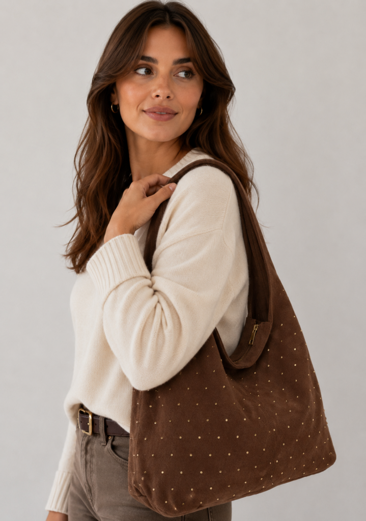 Bolso Hombro Serraje Marrón — foto 1