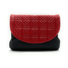 MONEDERO PIEL ROJO/NEGRO