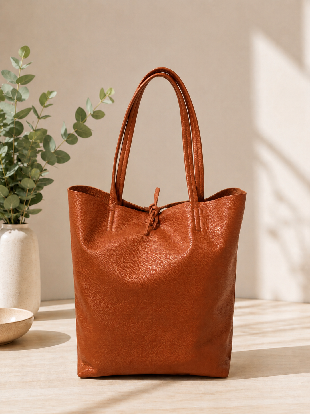 Bolso shopper piel cuero - Imagen 2