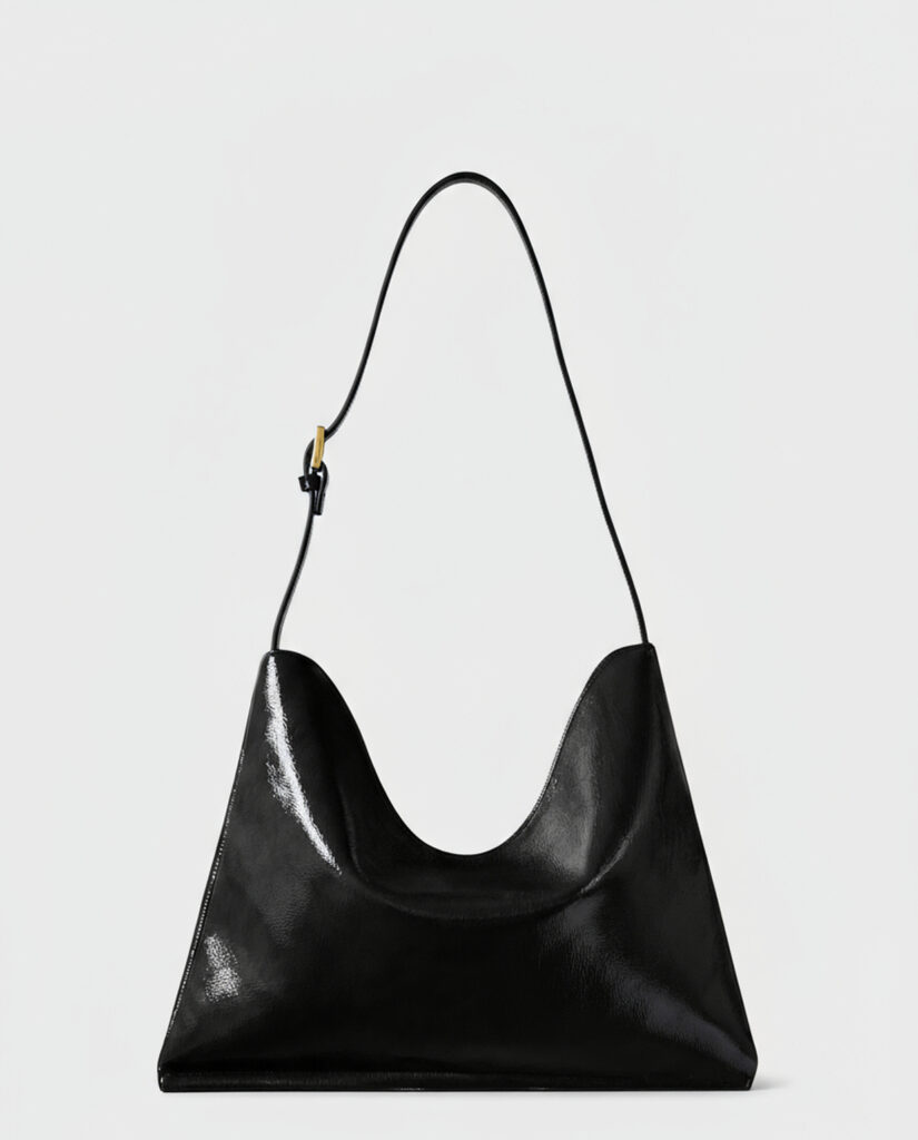 Bolso de hombro de charol negro — foto 1