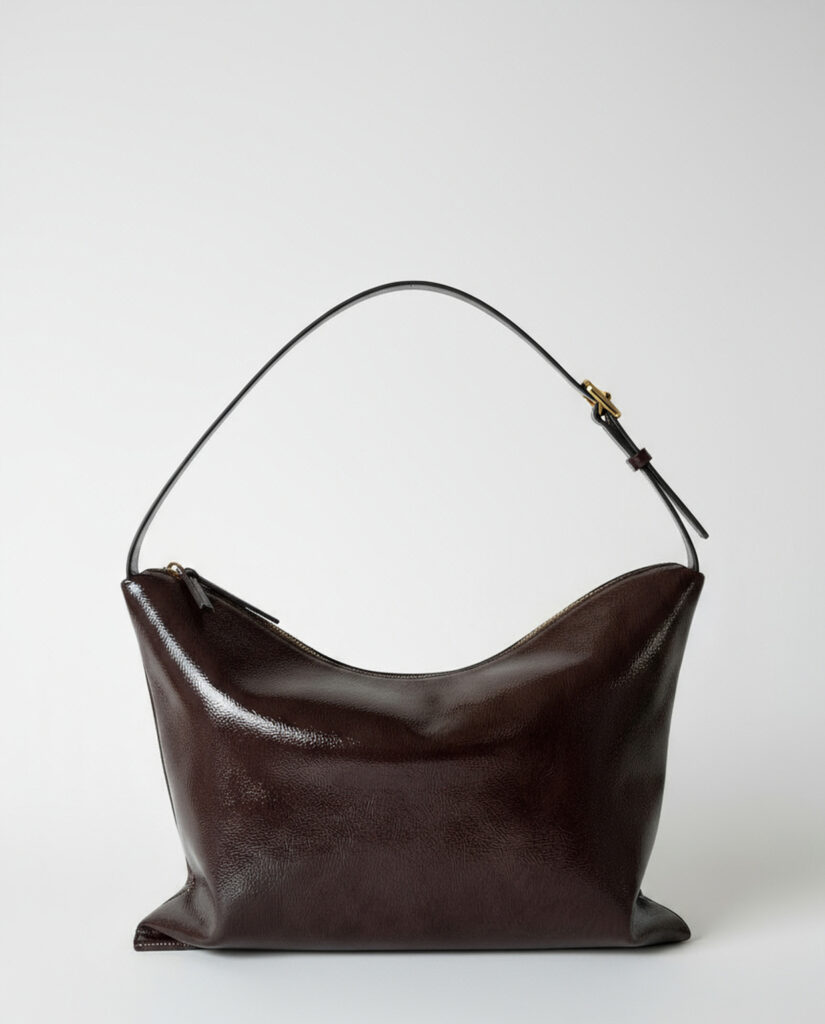 Bolso de hombro de charol chocolate — foto 2