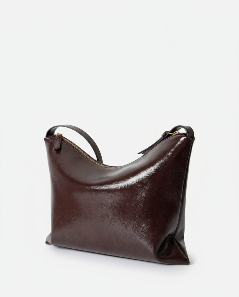 Bolso de hombro de charol chocolate — foto 3