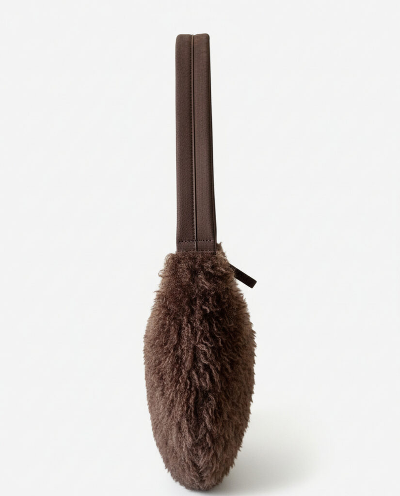 Bolso de hombro de pelo media luna marrón — foto 4
