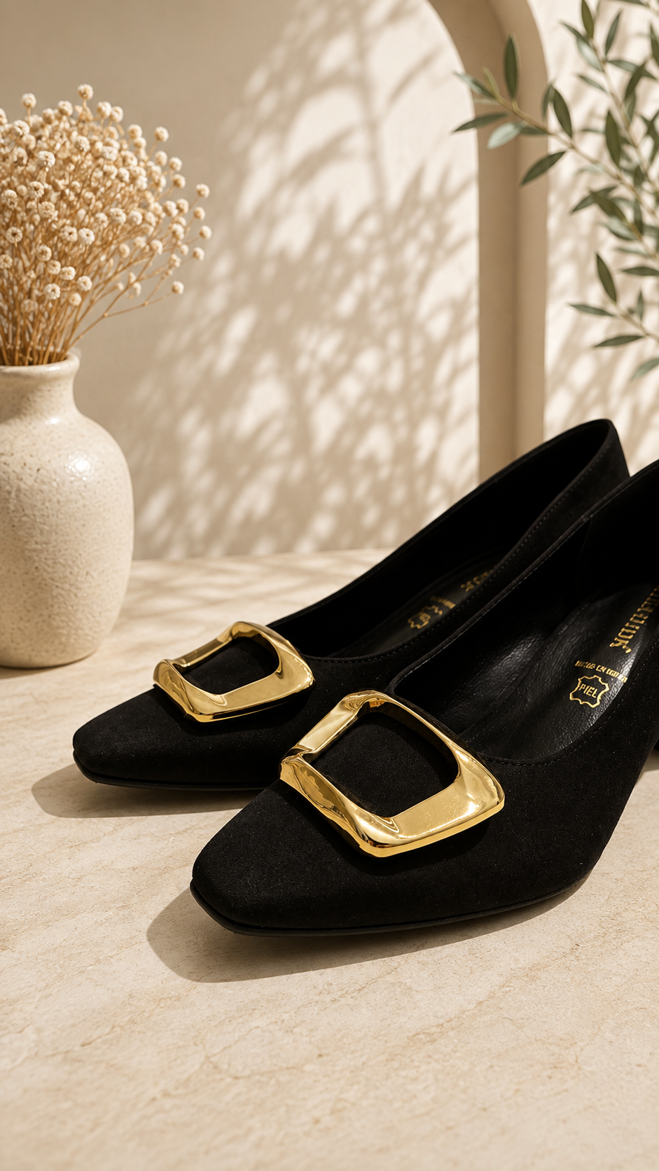 Zapato salón ante negro - Imagen 3