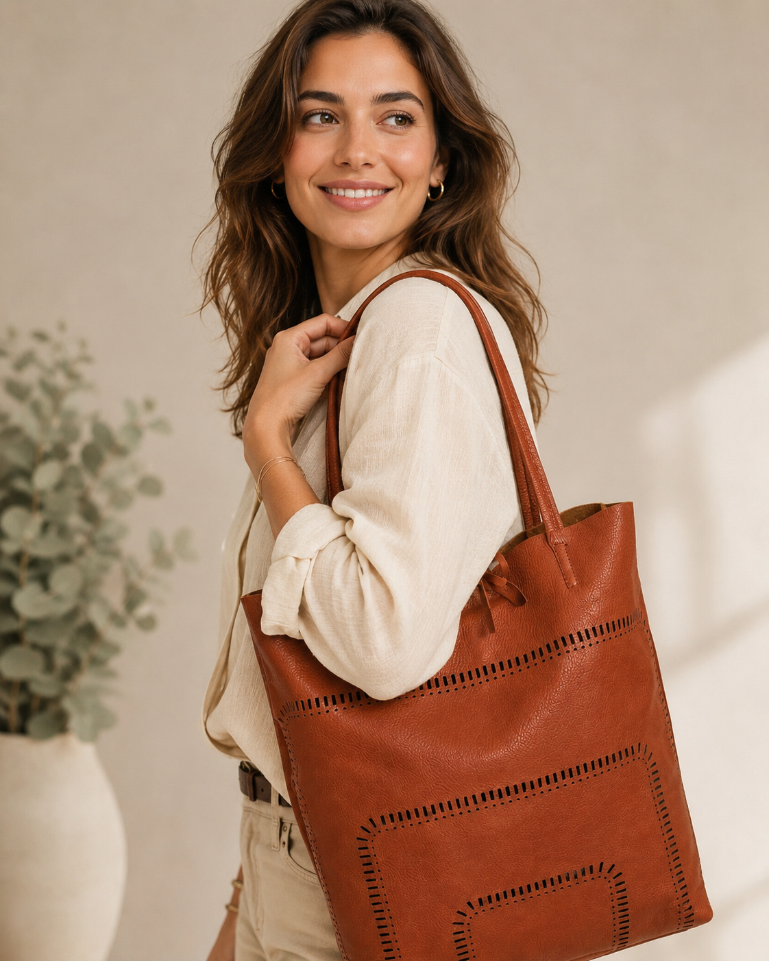 Bolso shopper piel cuero