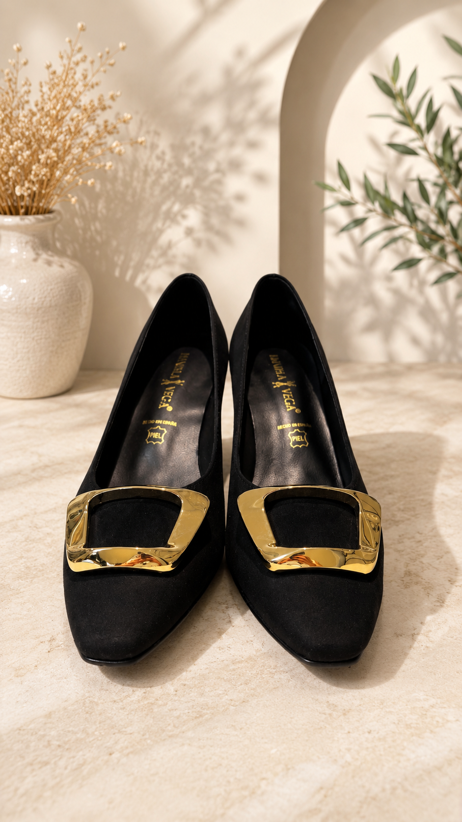 Zapato salón ante negro - Imagen 2