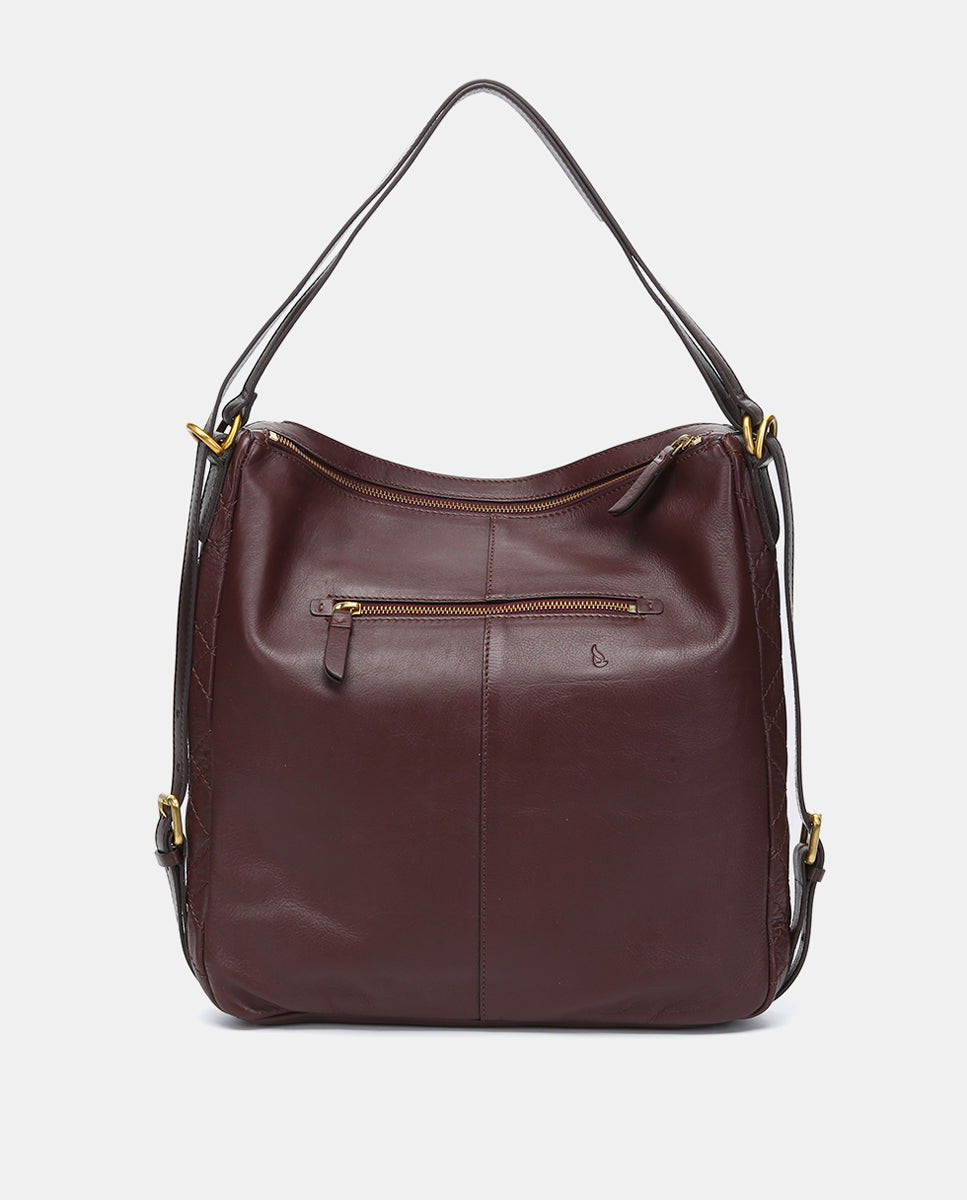Bolso multifucional en piel burdeos - Imagen 3