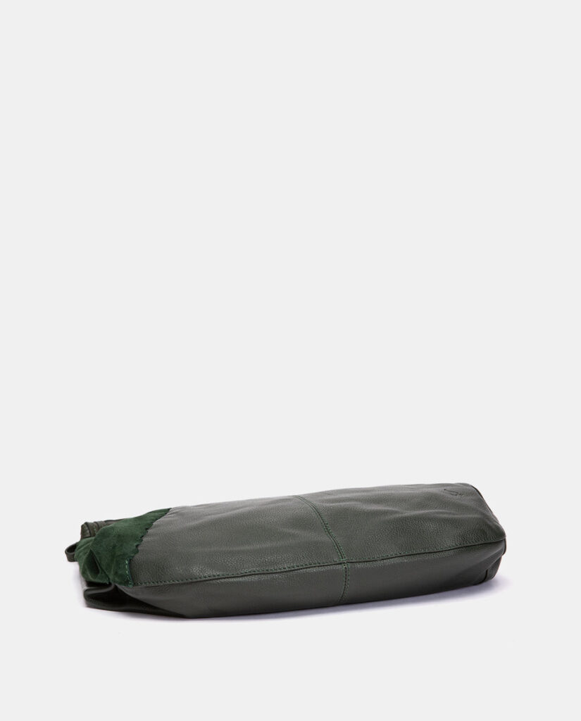 Bolso de hombro en piel y serraje verde — foto 4