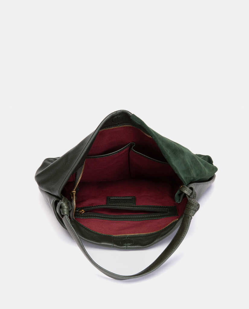 Bolso de hombro en piel y serraje verde — foto 5