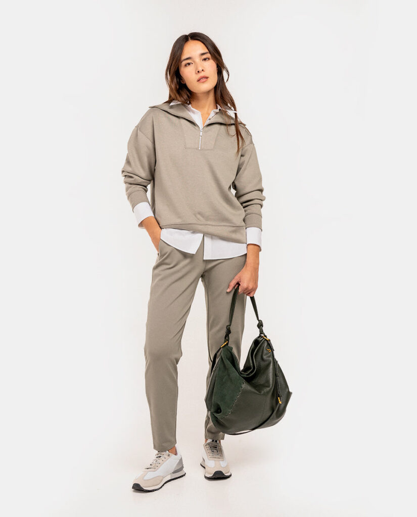 Bolso de hombro en piel y serraje verde — foto 9