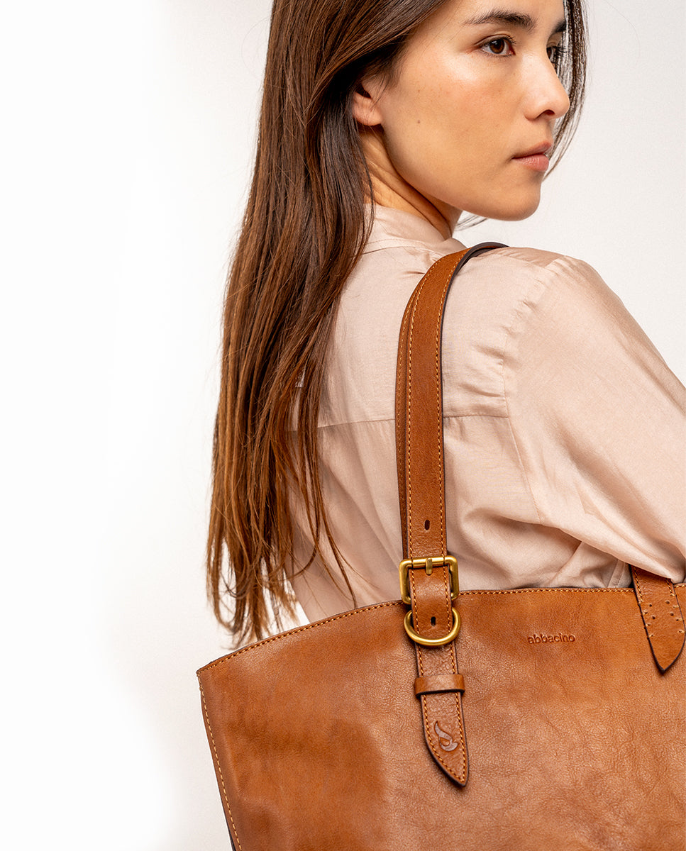 Bolso shopper piel cuero - Imagen 2