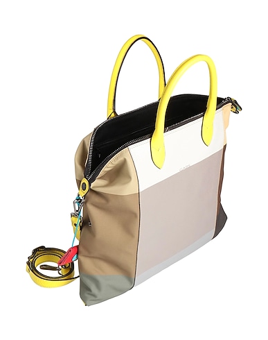 Bolsa de compras convertible en nailon estampado pop y cuero de becerro graneado- TONOS MARRÓN - Imagen 2