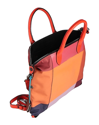 Bolsa de compras convertible en nailon estampado pop y cuero de becerro graneado- TONOS NARANJAS - Imagen 3