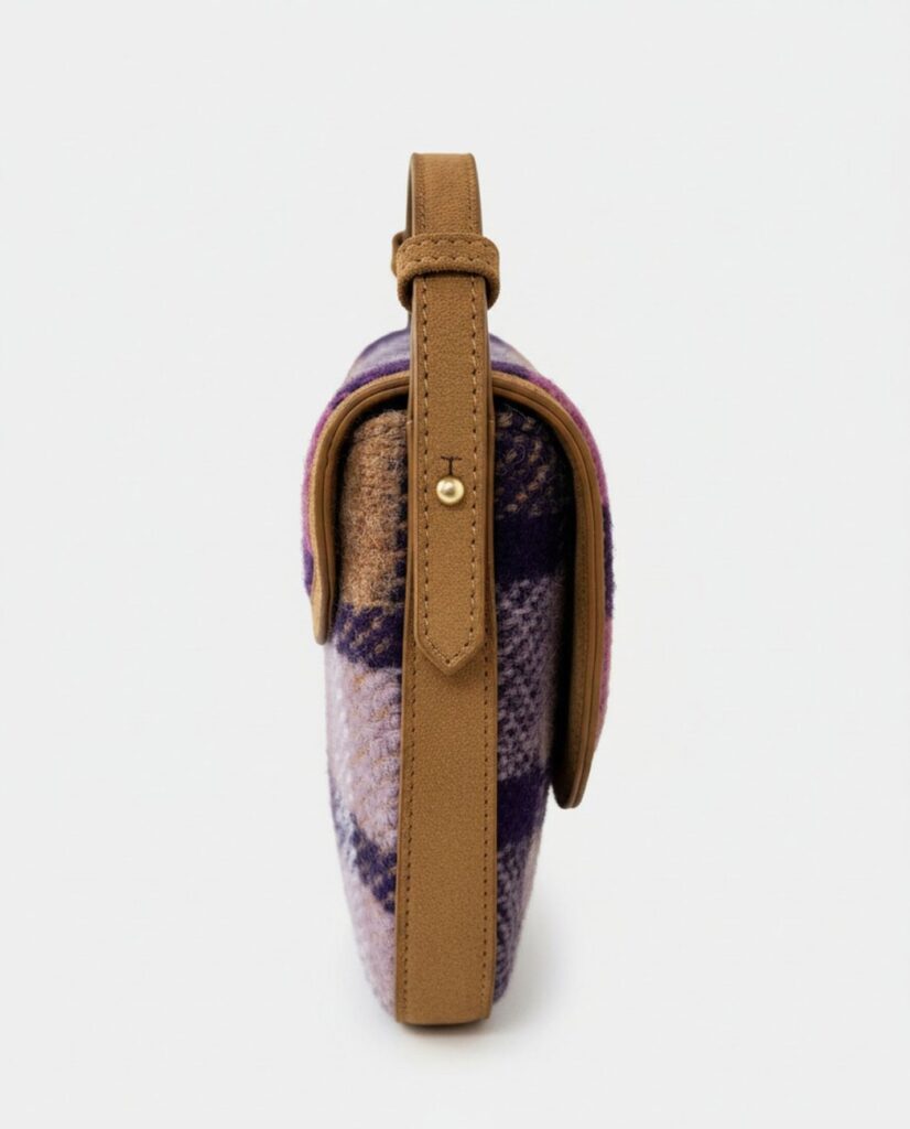Bolso bandolera de cuadros de lana morado — foto 4