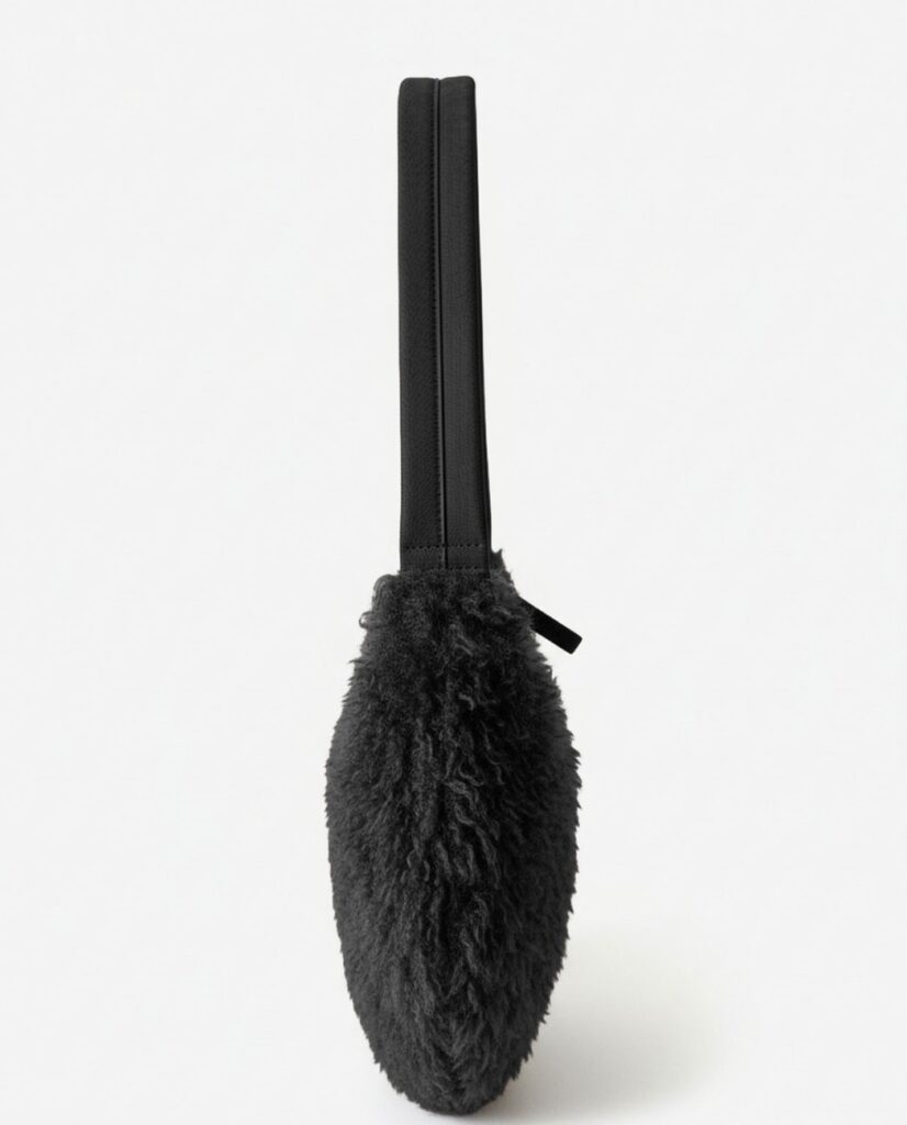 Bolso de hombro de pelo media luna negro — foto 4