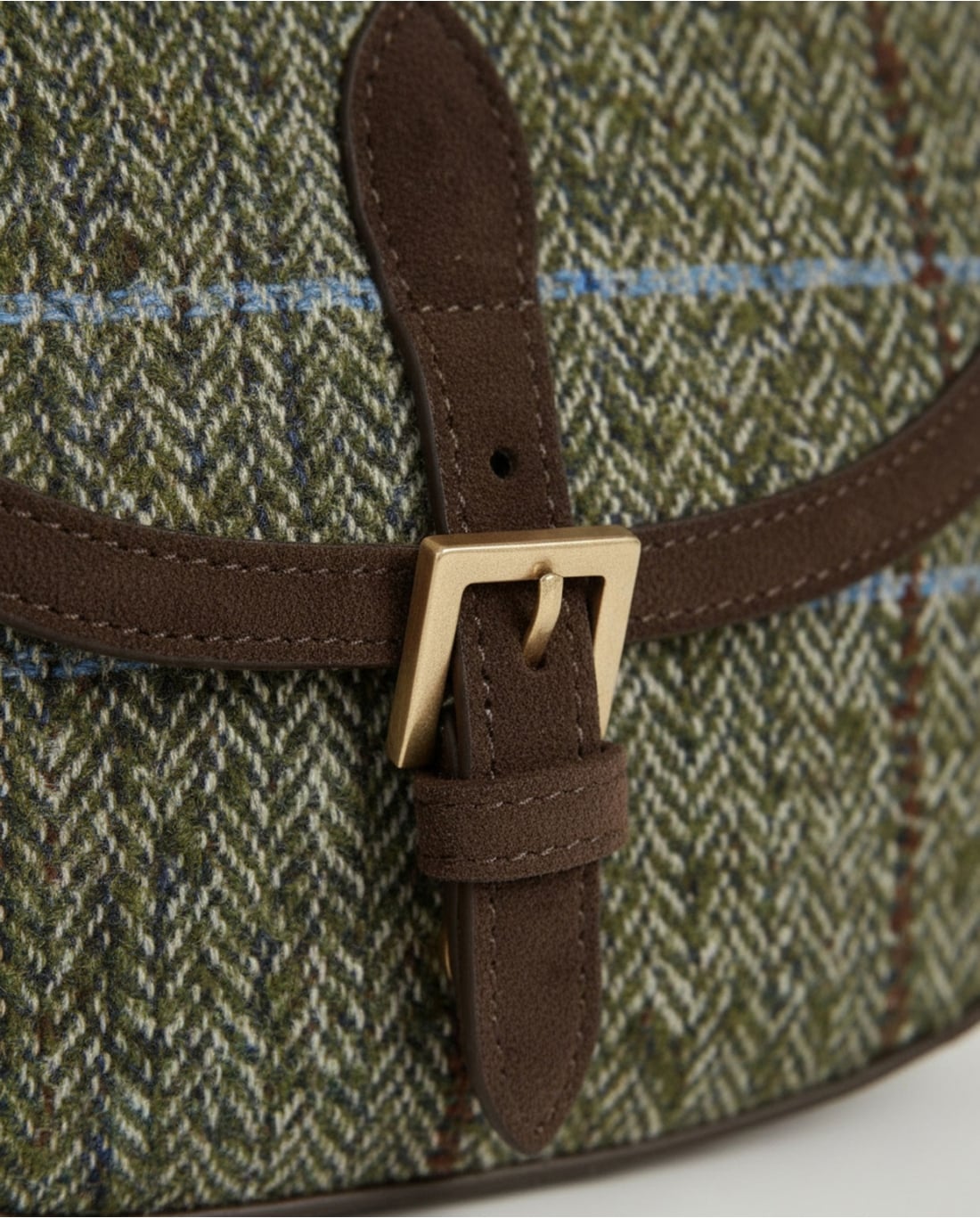 Bolso bandolera de cuadros de lana verde - Imagen 4