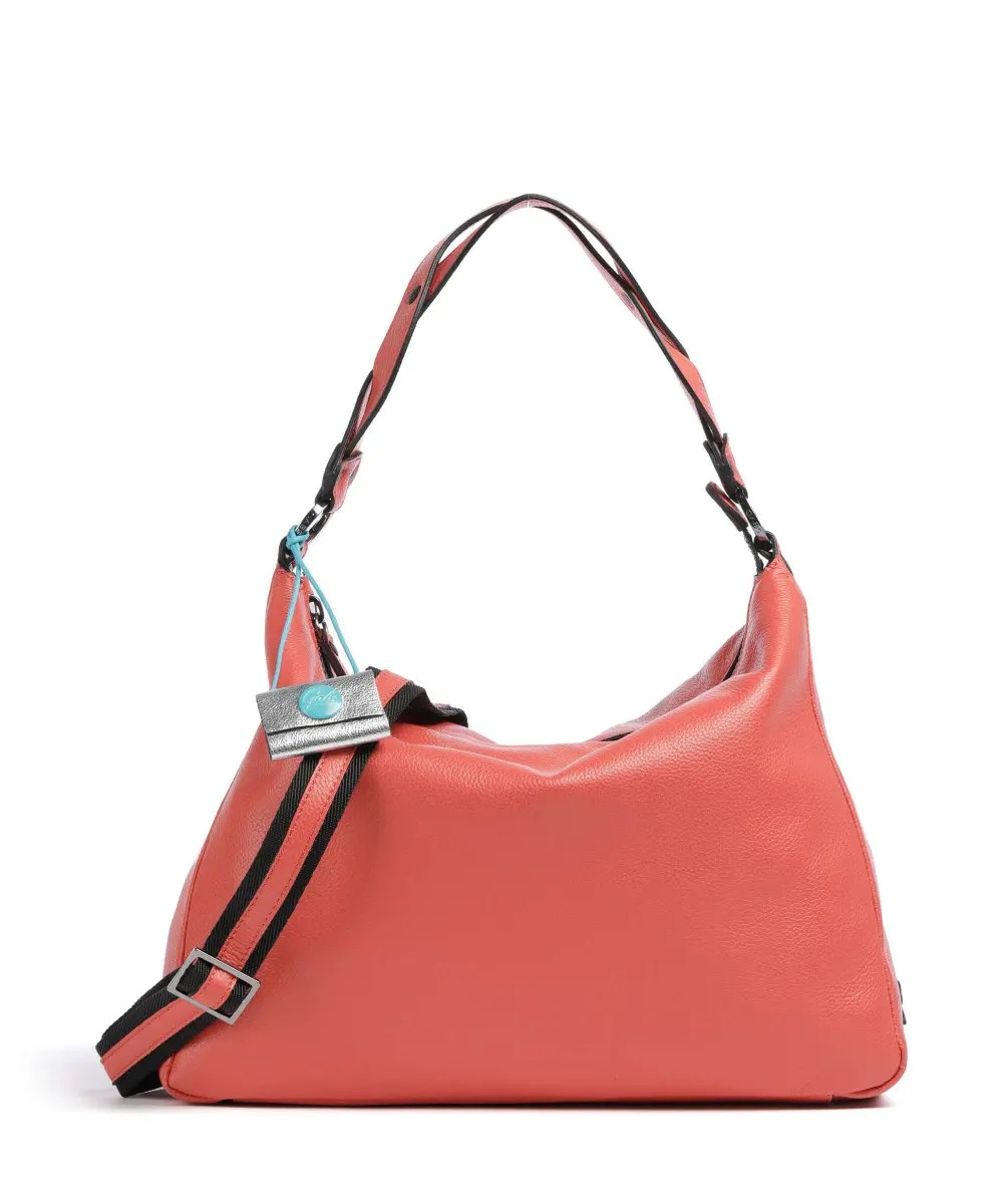 Bolso de cubo Delos Calliope de piel de becerro granulada color CARMESÍ
