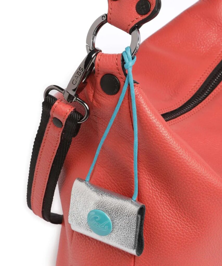 Bolso de cubo Delos Calliope de piel de becerro granulada color CARMESÍ — foto 3