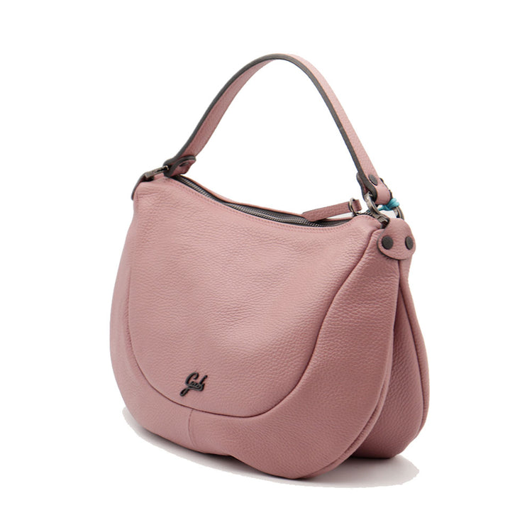 Bolso al hombro MARTY en piel martillada- ROSA - Imagen 2