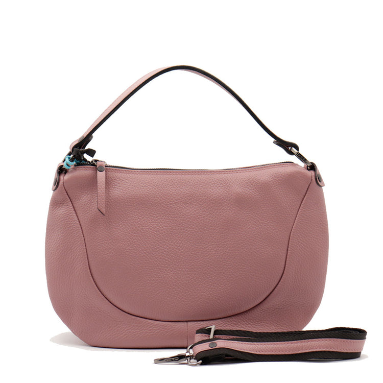 Bolso al hombro MARTY en piel martillada- ROSA - Imagen 4