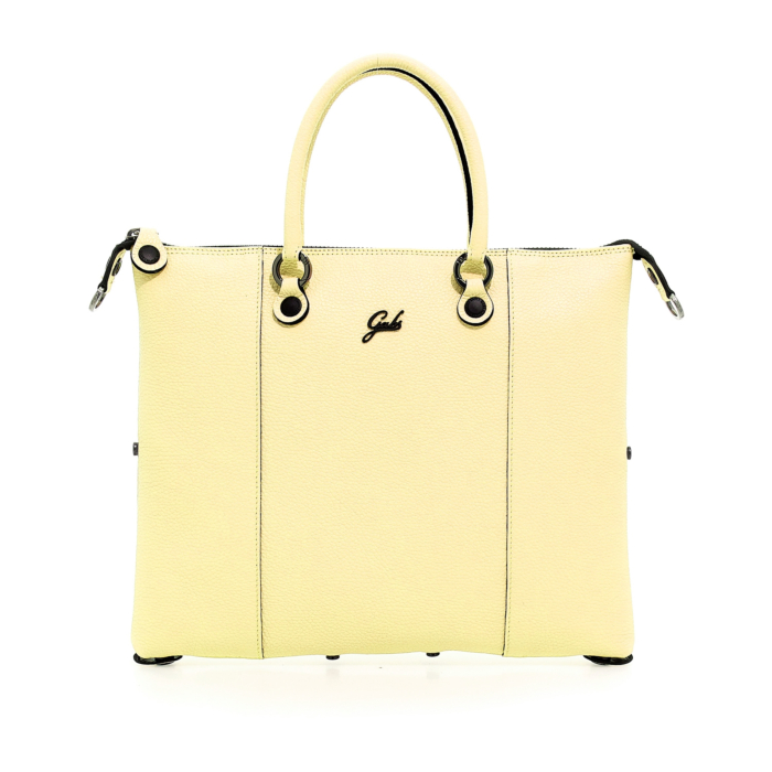 Bolso de compras convertible "G3 PLUS"T.M en piel de becerro granulada- AMARILLO