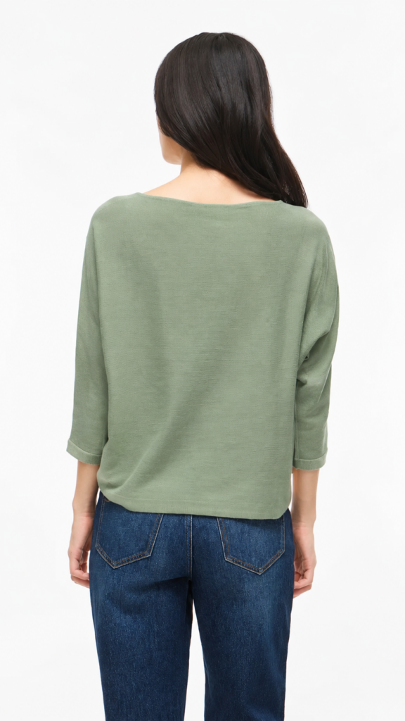 Top VERDE de punto cuello barco — foto 4