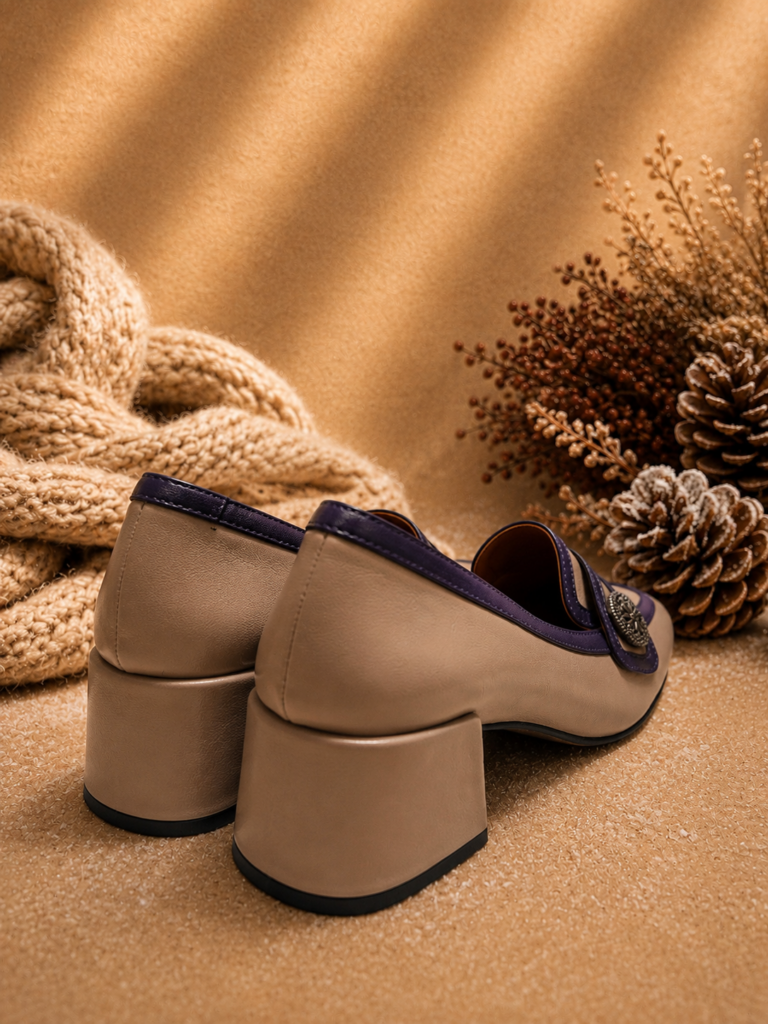 Mocasín en piel TAUPE — foto 4