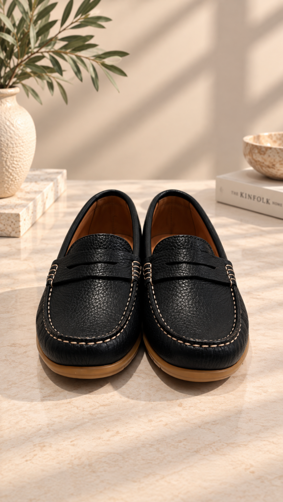 Mocasín piel AZUL  MARINO — foto 2