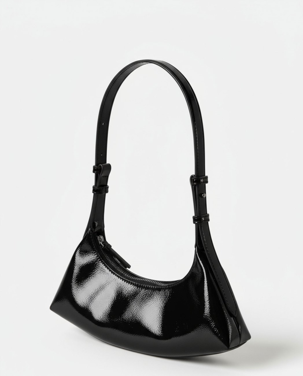 Bolso charol negro media luna - Imagen 2