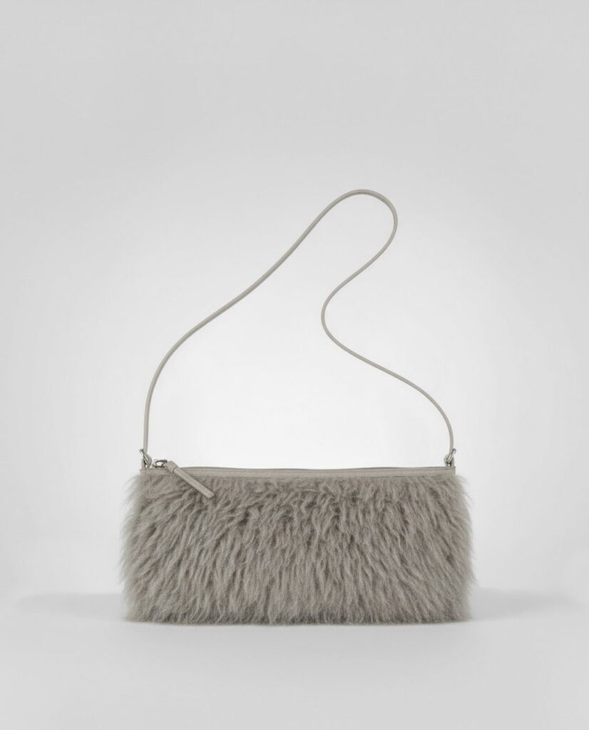 Bolso baguette de pelo gris — foto 1