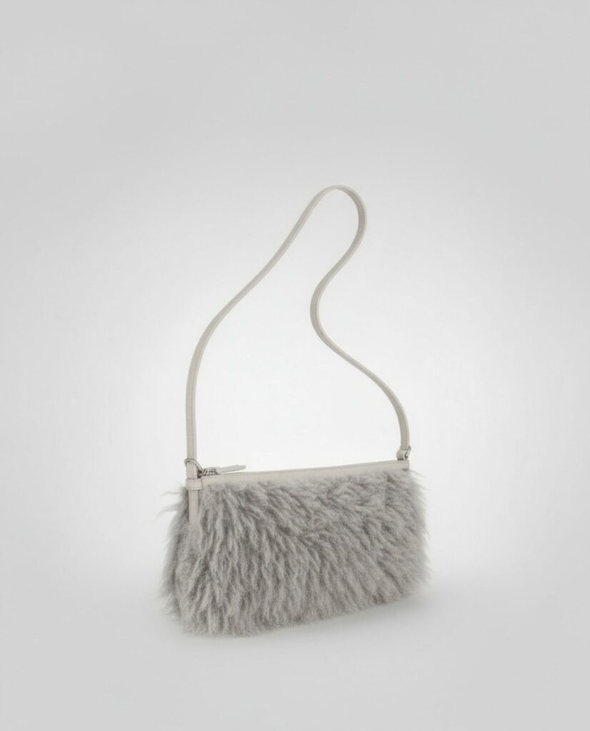 Bolso baguette de pelo gris — foto 2