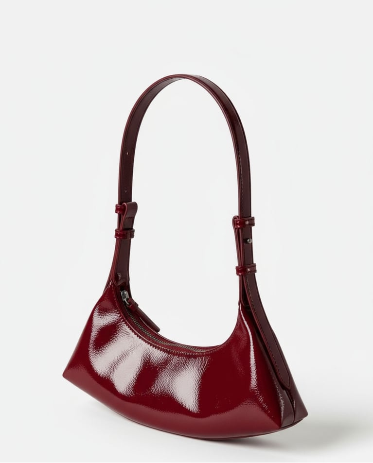 Bolso charol rojo media luna - Imagen 2
