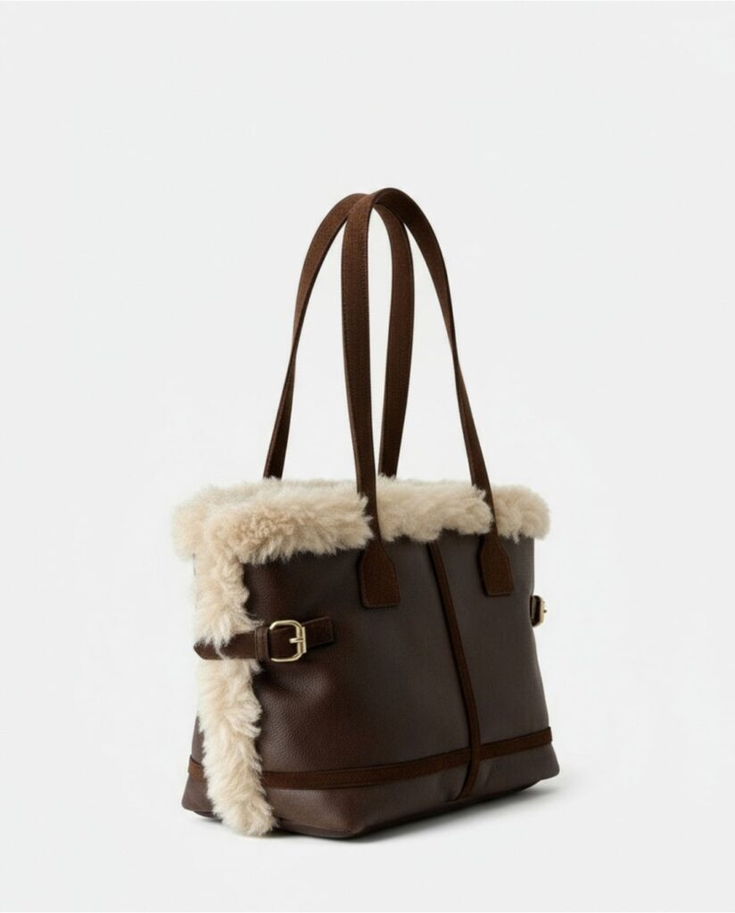 Shopper doble cara pelo marrón — foto 3