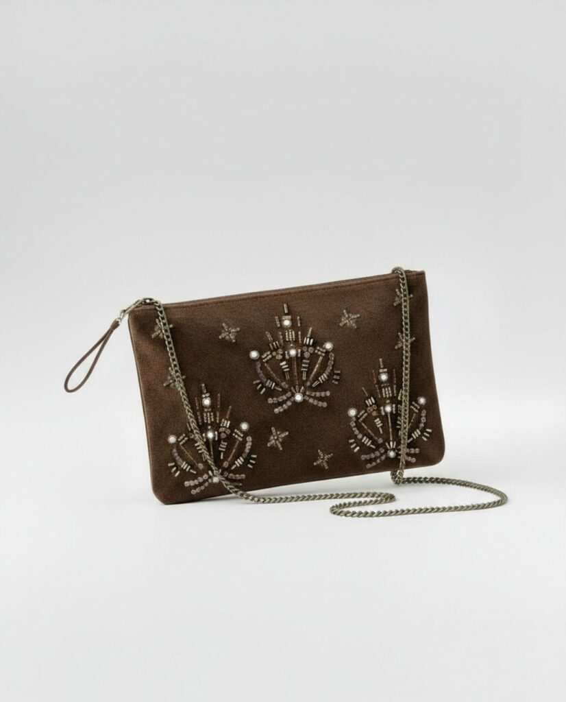 Clutch bordado marrón — foto 2