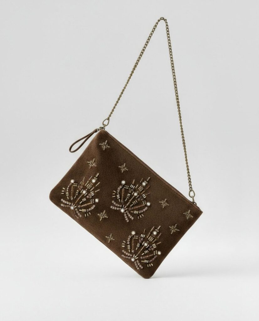 Clutch bordado marrón — foto 3