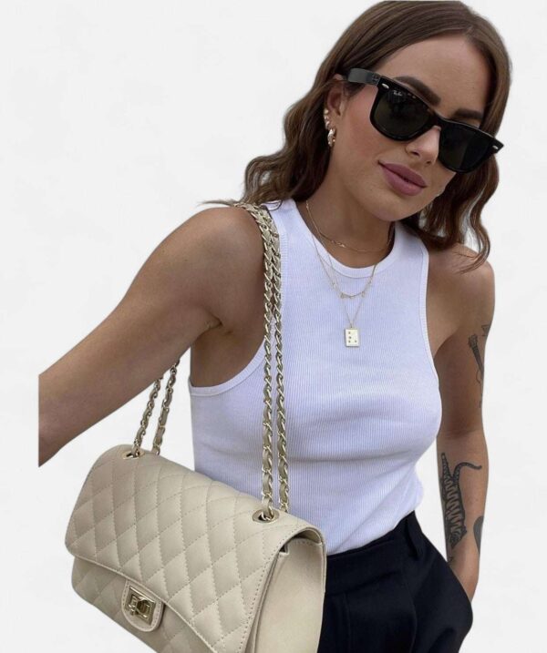 Bolso acolchado piel beige