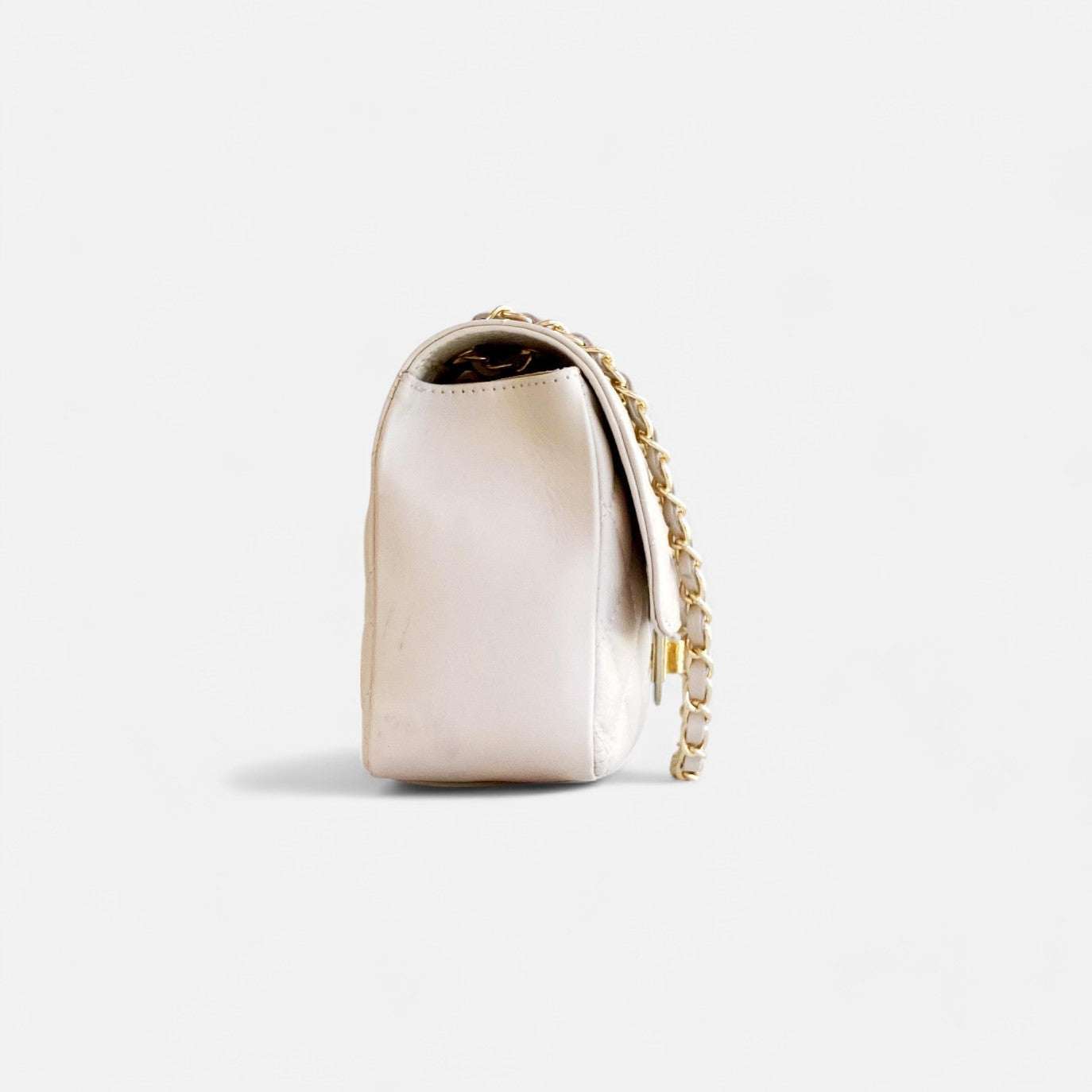 Bolso acolchado piel beige - Imagen 5