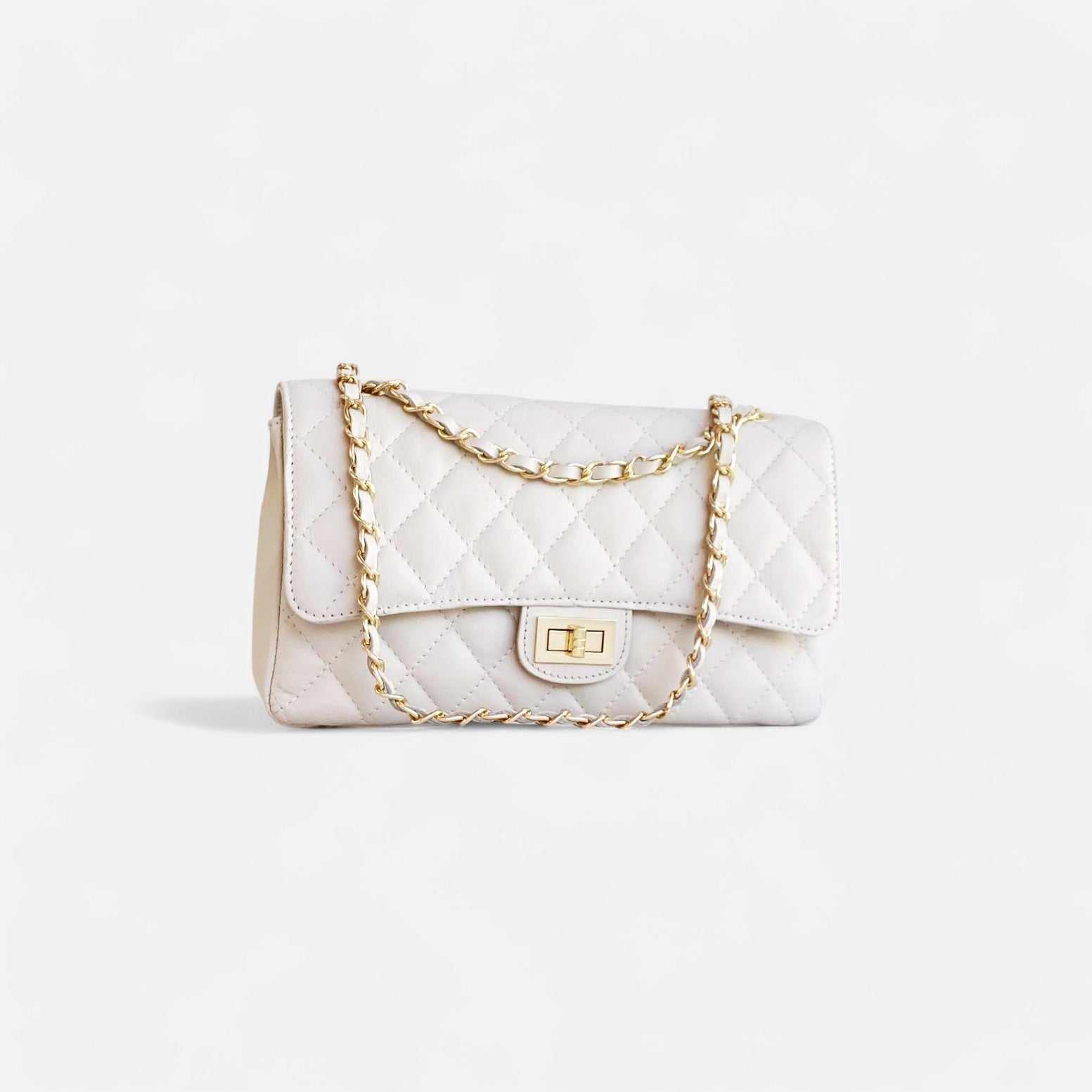 Bolso acolchado piel beige - Imagen 6