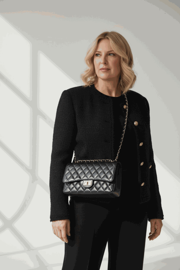 Bolso acolchado piel negro