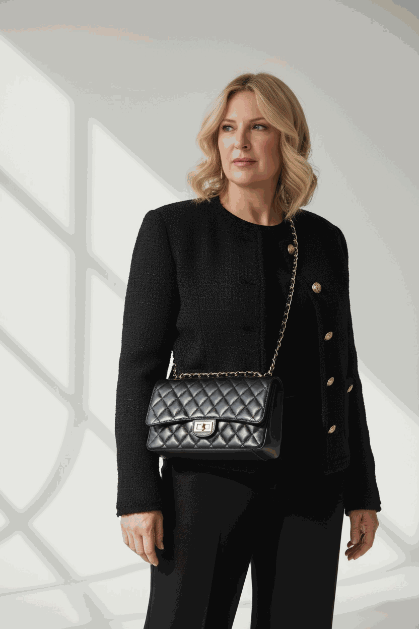 Bolso acolchado piel negro