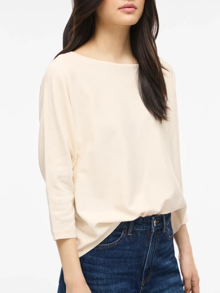 Top BEIG de punto cuello barco — foto 3