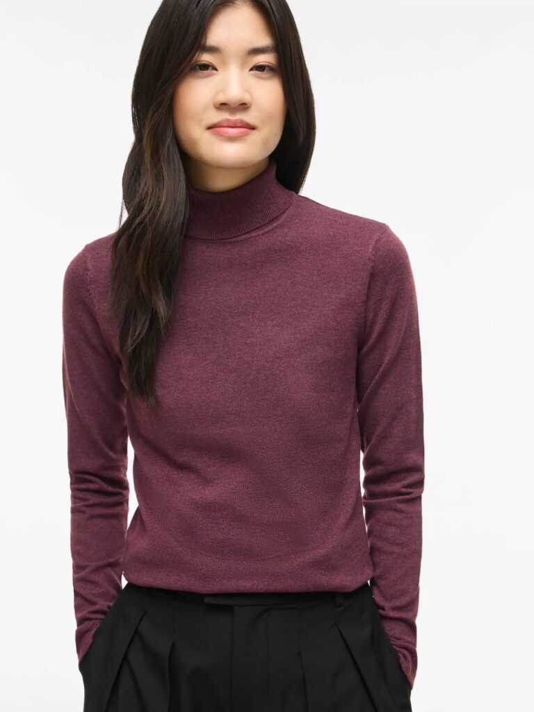 Jersey BURDEOS de cuello alto punto fino — foto 5