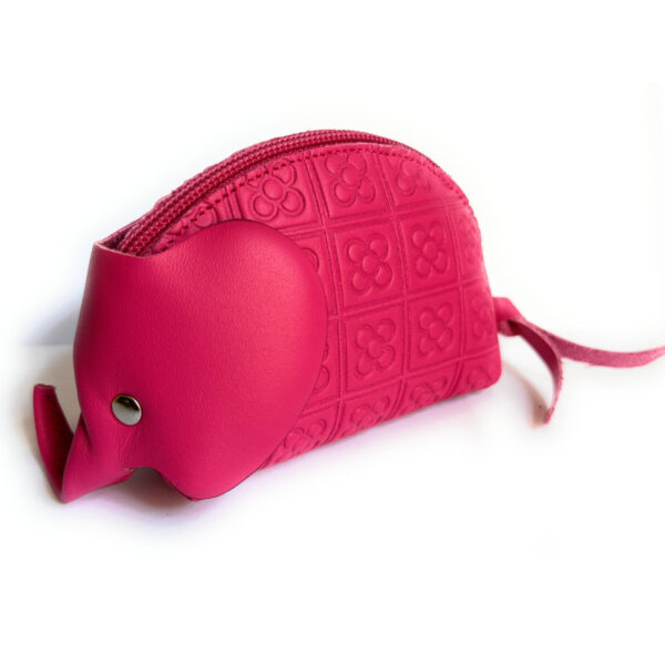 Monedero elefante piel fucsia