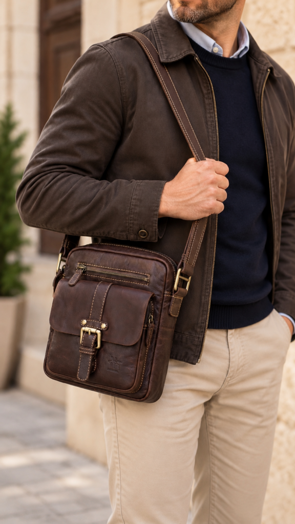 Bolso MARRÓN mediano bandolera piel — foto 1