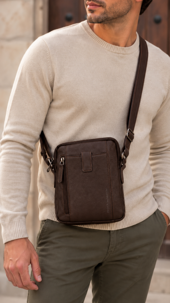 Bolso MARRÓN bandolera piel — foto 1